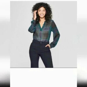 - A New Day sheer plaid blouse
